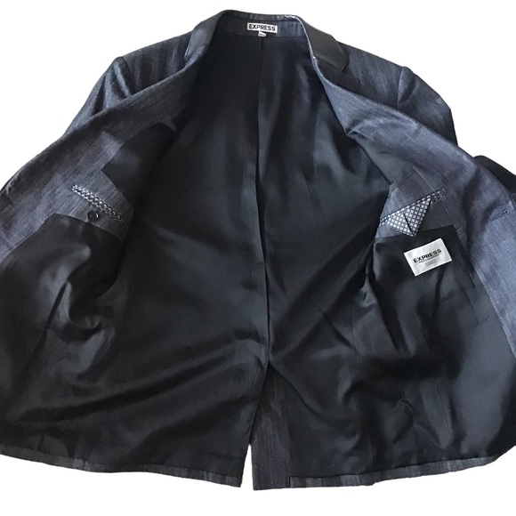 EXPRESS Men Photographer Suit Jacket Fitted Faux Leather Trim Size 36 Short NWOT - Picture 7 of 7
